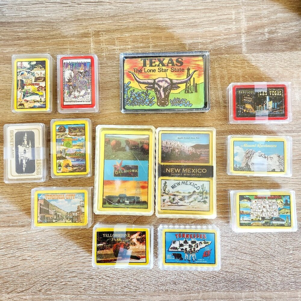 Vintage 13 Pc State & Park Playing Card Collector's Lot